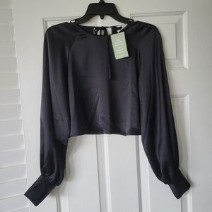H&M Black Satin Blouse